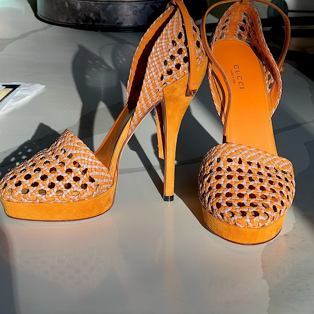 Gucci heel Leather Braided Accents D'Orsay Pumps